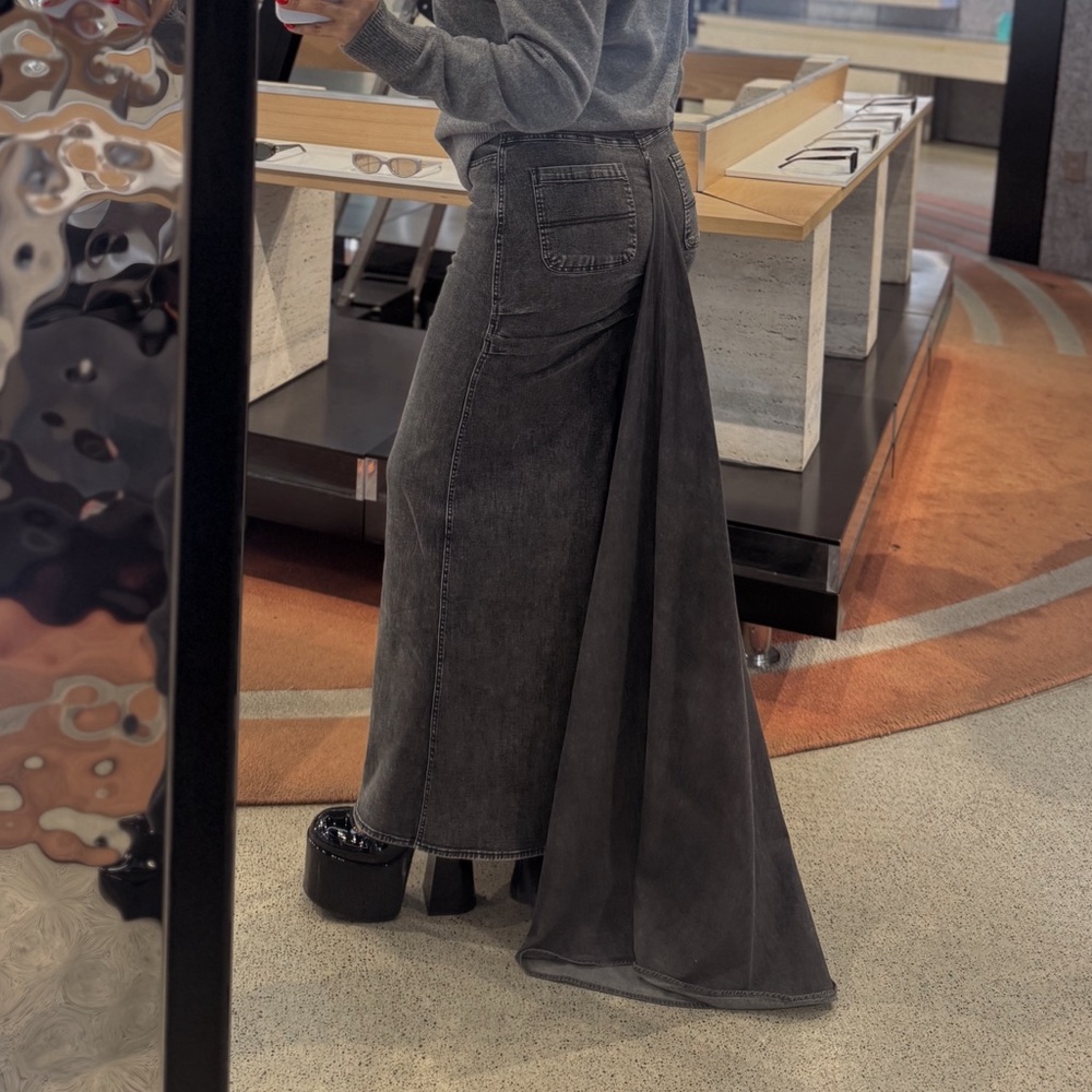 Gray Denim Maxi Skirt